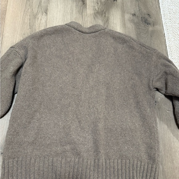 Alex Mill Emma Cardigan XL Lambswool Blend V-Neck Taupe Cozy Classic - Picture 4 of 8
